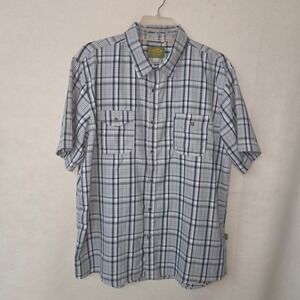 Marsh Wear Button Down Shirt Mens XL Blue Plaid Short Sleeve Performance Fishing